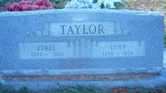Tombstone of Ethel and Lynn Taylor.